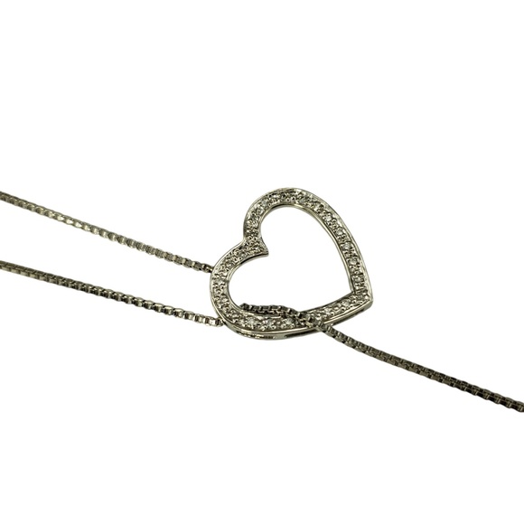 14 Karat White Gold Diamond Heart Lariat Necklace #18745 - Picture 3 of 8
